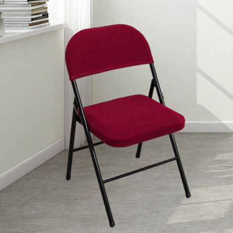 BUNTHAUS Housse de chaise extensible pliable - Amovible et lavable - Pour chaises de salle à manger, mariage, bureau, banquet, fête - Décoration universelle (1, rouge,Chaise non incluse)