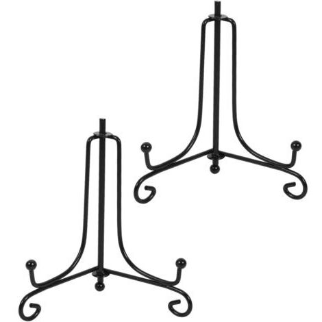 BUNTHAUS Présentoir de Fer, 2 Pack Noir Chevalet en Fer Forgé, Support de Cadre Photo, pour Photo, Cadres pour Image, Livres de Cuisine, Assiettes décoratives, Tableaux et pièces d’Art（5 Pouces）