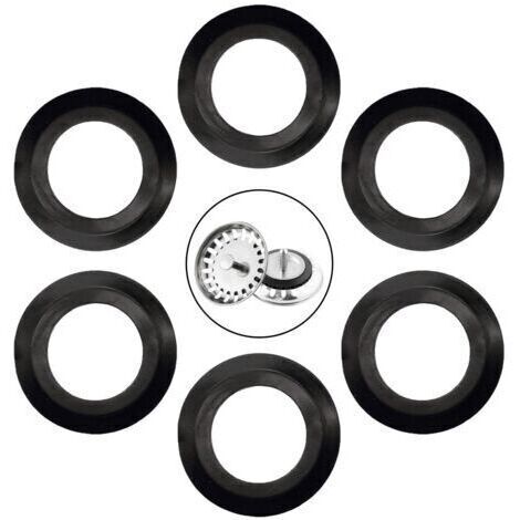 BUNTHAUS Lot de 6 joints d'évier de cuisine, joint élastomère pour paniers filtrants, diamètre extérieur 56 mm, diamètre intérieur 34 mm, accessoires d'évier, joint de rechange pour filtre d'évier de