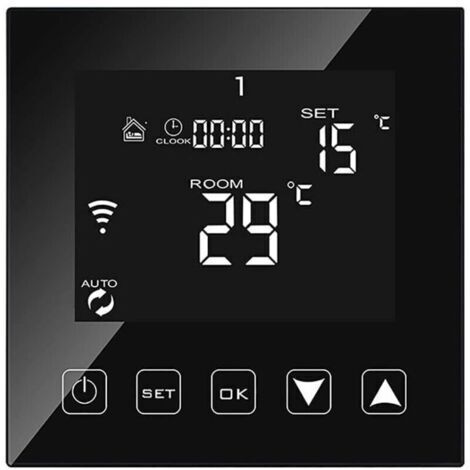 BUNTHAUS Intelligent Thermostat WiFi Connecté pour Chaudiere gaz/Eau 3A Filaire Alexa/Google Home/Tuya Smart Life APP Compatible, Thermostats d'ambiance Programmable Chaudière Murale Noir (1/4)