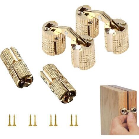 BUNTHAUS Lot de 4 Charnières Invisibles 8mm en Cuivre – Charnière Cachée à Barillet 180° Pour Boîte à Bijoux/Meuble – Haute Résistance 10kg Antirouille (1/4)