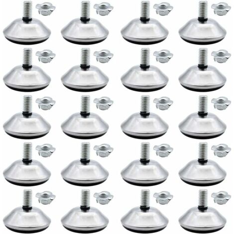 20 Pieces Pieds Vérin de Meuble M8 x 30 mm Pied de Nivellement Pieds de Meubles d’Ajustage Vis de Réglage Niveleur Plancher Protecteur pour Pieds de Meuble Chaise Table avec M8 Écrou à Griffes, Ensole (1/5)