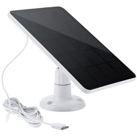 BUNTHAUS Panneau solaire pour caméra de sécurité IP6 étanche, puissance continue réglable à 360 degrés avec panneaux de charge 10 W 5 V, port de type C/câble de 9,8 pieds pour surveillance de sonnette