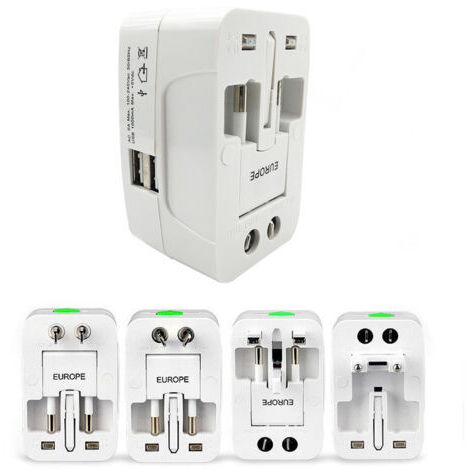 BUNTHAUS Adaptateur Secteur Universel Tout-en-Un pour Voyage Mondial (AU/UK/US/UE) - Convertisseur de Prise avec Ports USB, 1 Pièce (Blanc) (1/5)