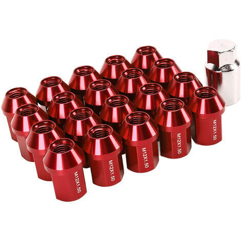 BUNTHAUS 20 écrous de roue M12x1,5 de 35 mm en alliage d'aluminium 6061 à extrémité fermée, de remplacement pour Chevrolet Camaro 1983-2002, rouge (1/5)