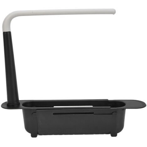 BUNTHAUS Étagère de rangement télescopique pour évier, longueur réglable, grande capacité, en polypropylène extensible, noire (1/5)