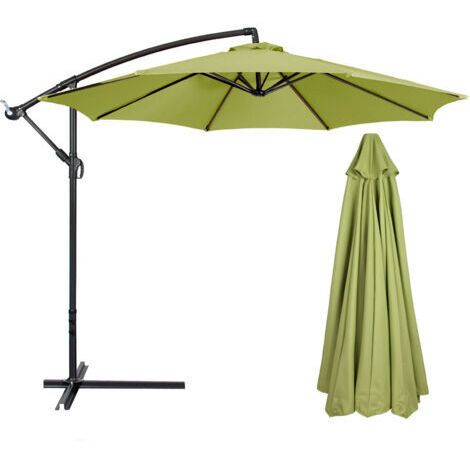 BUNTHAUS Parasol extérieur imperméable 270 cmRésistant aux UVCompatible 8 osesHousse de parasol gris-vert pour terrasse