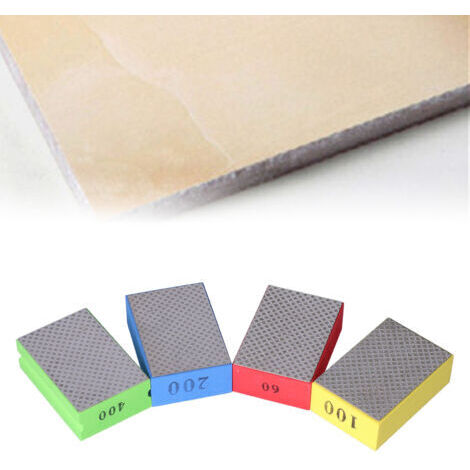 BUNTHAUS Lot de 4 tampons de polissage manuels diamantés pour la coupe et l'ébavurage des carreaux et des pierres 60 100 200 400 sable grossier (1/5)