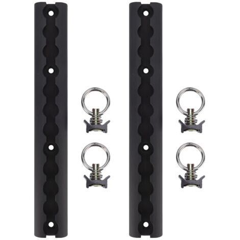 BUNTHAUS Rail d'arrimage en aluminium en forme de L, épaisseur 304 mm, avec 4 anneaux ronds, pour motos, quads, motos tout-terrain et pick-ups (noir). (1/5)