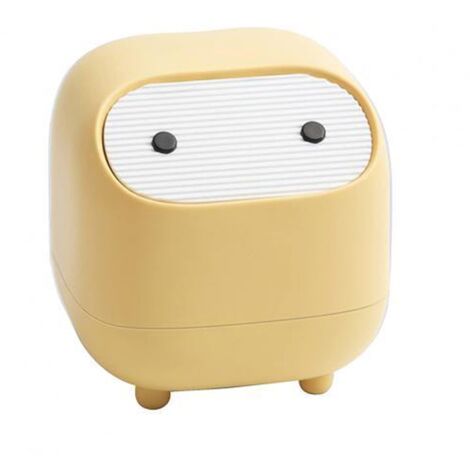 Petite poubelle, mignonne ninja poubelle de bureau avec couvercle, poubelle de chambre à coucher poubelle pour la maison, le bureau (poubelle jaune) (1/5)