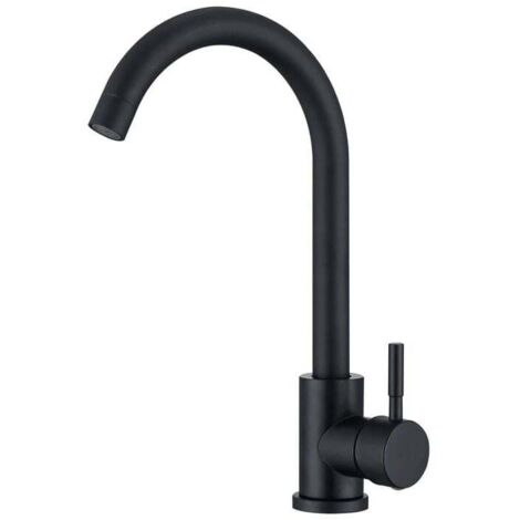 Robinet mitigeur de cuisine noir, bec pivotant à 360 °, robinet mitigeur d'évier en acier inoxydable Durable-robinet cuisine (1/4)