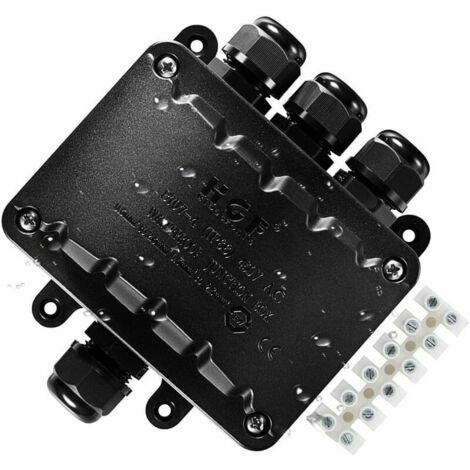 Boîte de jonction à 4 voies, connecteur de câble étanche IP66, coffret boitier electrique etanche extérieure noir Boîtes à bornes électriques pour câble 5-10mm - (1/5)
