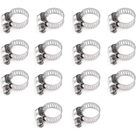 Lot de 14 Colliers de Serrage Tuyau en Acier Inoxydable 304 - Rècglables (6-12 mm) pour Conduites d'Eau Domestique (1/5)