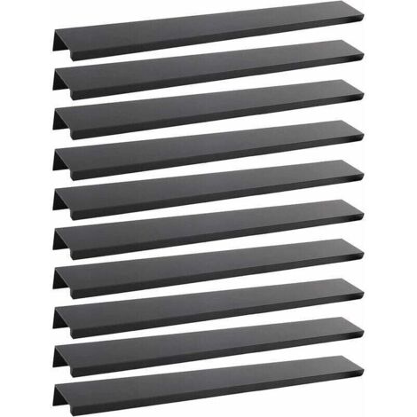Lot de 10 Poignée Noir Poignée de Meuble Noir- Poignée Invisible Poignee de Meuble Cuisine Noir Poignée Meuble Noir Mat en Alliage d'Aluminium Entraxe 200mm (1/4)