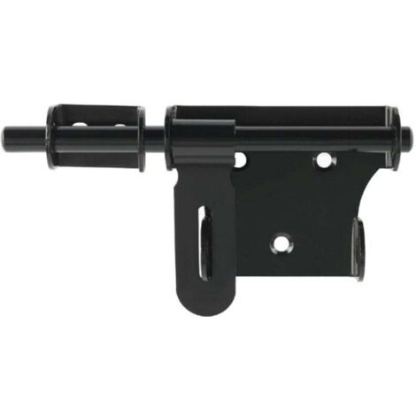 Verrou de Porte Loquet Porte Coulissante Verrou de Portail 15 cm avec Trou pour Cadenas Serrure de Porte Extérieure ou Intérieure, Acier Inoxydable Noir, (1/4)