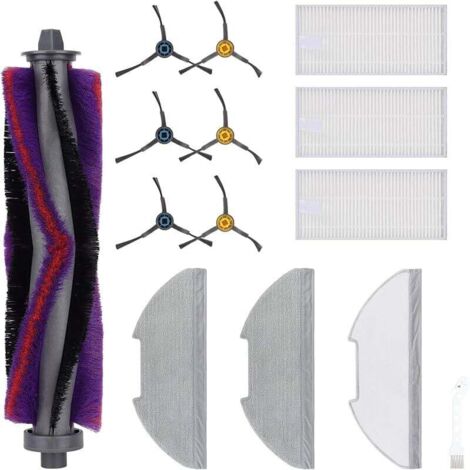 Lot de 14 accessoires de rechange pour aspirateur Eureka E10s, 1 brosse principale, 3 paires de brosses latérales, 3 lingettes, 3 (1/4)