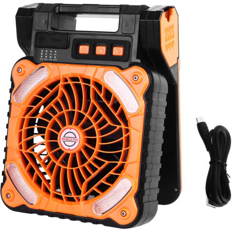 Eosnow Ventilateur solaire 5200 mAh Type C Charge Moteur sans balais réglable à 4 vitesses 4,5 m/s Minuterie LED à faible bruit Ventilateur de camping solaire pour la pêche Activités de plein air Oran (1/5)