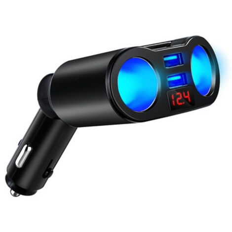 Sollbry Adaptateur répartiteur allume-cigare, double chargeur de voiture USB, 2 prises 12 V/24 V pour téléphone portable, tablette, GPS, caméra de tableau de bord (1/4)