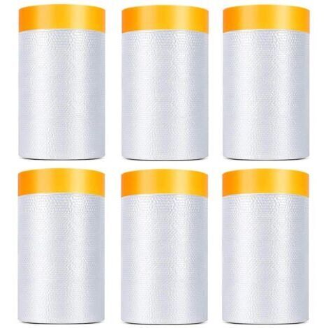 Sollbry – Pack de 6 rubans de masquage pré-encollés 55 cm x 20 m – Résistant aux déchirures – Protection contre la poussière pour peinture automobile (1/3)