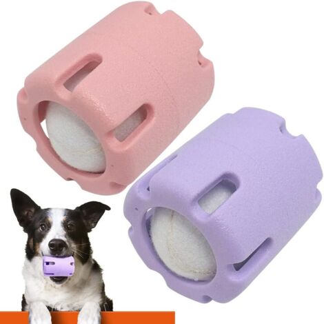 Sollbry Lot de 2 jouets interactifs pour chien - En caoutchouc - Indestructibles - Pour jouer à l'entraînement - Violet et rose (1/5)