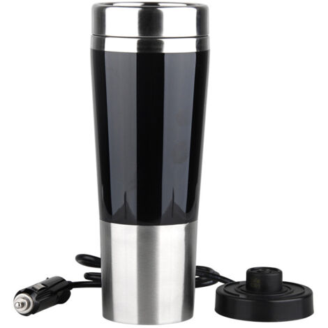 Sollbry 12V Bouilloire de Chauffage électrique Portative de voiture,450ML Tasse de Chauffage de Voyage de Voiture D'acier Inoxydable Potable Chaudière à eau de Tasse pour Eau Thé Café Lait(12V)(228.2C (1/3)
