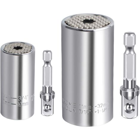 Sollbry Universelle Jeu de Douille 7-19mm 11-32mm Perceuse Douille Clé Magique Multi Outils à Main Clé à Douille Universelle Gator Grip (1/5)
