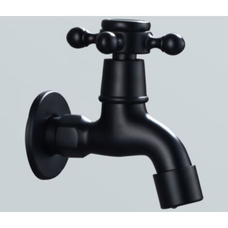 Sollbry Robinet Vintage pour Eau Froide avec Monocommande Interface G1/2 - Robinet de Vadrouille Mural pour Lavabo Salle de Bain(Noir) (1/3)