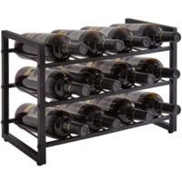 Wine Rack Stackable Wine Rack Alcohol Bottle Holder 3 Tier 12 Bottles Inserts for Cabinet, Countertop, Pantry, Bar, Small Space, Steel Water Bottle Organizer