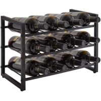 BUNTHAUS Wine Rack Stackable Wine Rack Alcohol Bottle Holder 3 Tier 12 Bottles Inserts for Cabinet, Countertop, Pantry, Bar, Small Space, Steel Water Bottle Organizer