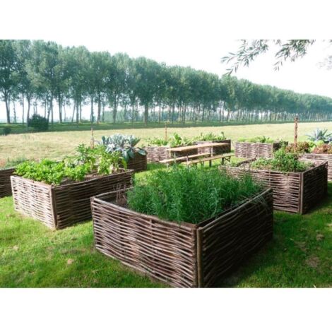 Potager carré en noisetier - 100% Naturel - 120 x 120 x 60 cm