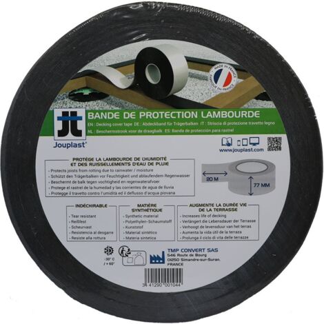 Jouplast – Bande étanchéité lambourde 77mm x 20m – Pour bois, béton et métal – Réduit grincement et résonance – Application facile sur lambourdes