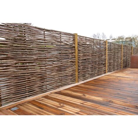 Clôture en noisetier tressé 180 cm – Panneau claustra écologique non traité – Pour espaces extérieurs – Largeur 150 cm
