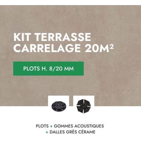 Carrelage terrasse 20m² – Dalles 60x60 cm Aspect ciment Glocal Sugar – Épaisseur 8/20 mm – Résistant aux intempéries
