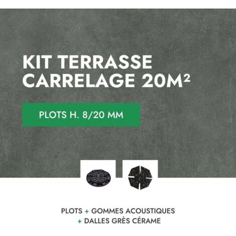Kit carrelage terrasse 20m² - Aspect Béton Lissée 60x60 cm Glocal Classic - Mirage - 8/20 mm (1/4)