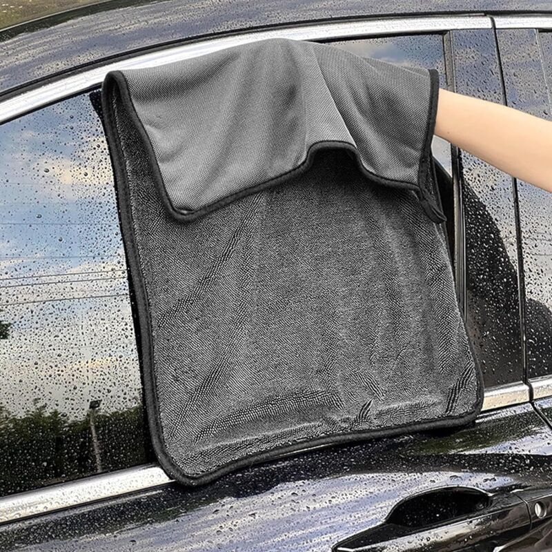 JIUJ Serviette De Bain Microfibre 420g 60x160 Cm - Grande Épaisseur Noir