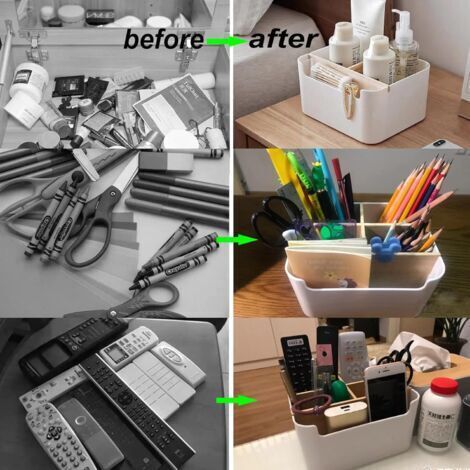 Boîte Organisatrice Organiseur De Bureau En Bois Avec Compartiments - Porte- stylos Et Rangement Multitâche - Blanc Range Telecommande Boîte Organisatrice Organiseur De Bureau En Bois Avec Compartiments - Porte- stylos Et Rangement Multitâche - Blanc Range Telecommande