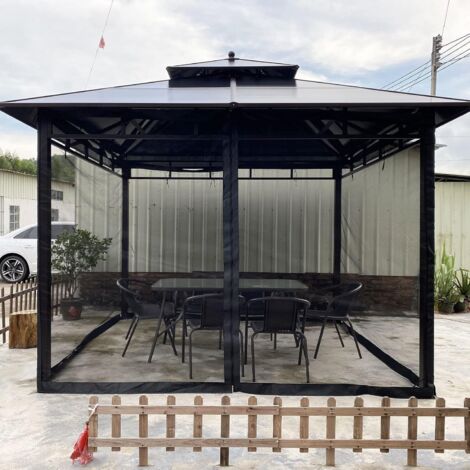 Aafgvc – Moustiquaire universelle pour tonnelle 3m x 3,6m – 4 portes avec fermeture éclair – Protection contre les insectes – Compatible pavillon 10' x 12'