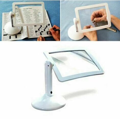 1PC Grande Loupe Mains Libres sur Pied - Lentille Rotative 360° - Lecture, Couture, Petits travaux -Lumières LED - Grossissement x3