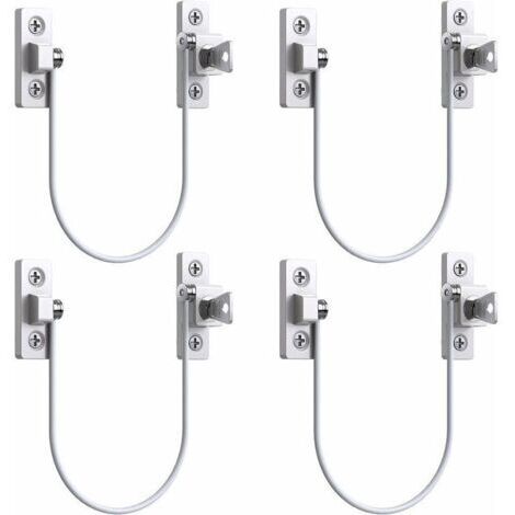 4pcs Entrebâilleur Fenêtre Porte Restricteur de Porte de Fenêtre Verrou Fenetre UPVC Verrouillage de Limite Verrou de Sécurité Câble Serrure de Limite Avec Clé et Vis--