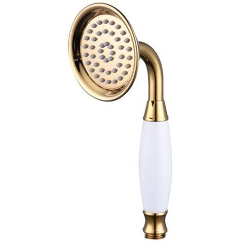 Serbia – Pommeau de douche en laiton céramique or – Douchette ronde – Résistance à la rouille – Débit d'eau agréable – Installation facile
