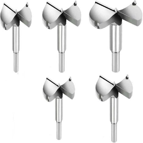 Aafgvc – Mèche à bois pour perceuse – Lot de 5 forets φ35mm à φ60mm – Alliage de carbure durable pour bois dur – Coupe précise et propre
