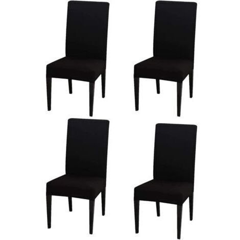 Ensemble de chaises noires 4 pièces, housse de chaise à dossier haut 383847cm, moderne, élastique et lavable, convient pour la salle à manger et la cuisine