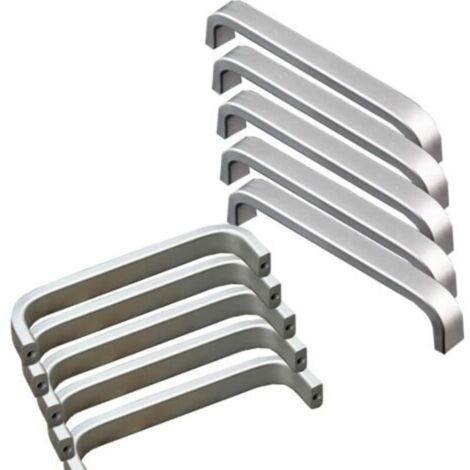 Serbia – Lot de 10 poignées de meuble en aluminium – Entraxe 128 mm – Longueur 133 mm – Hauteur 21 mm – Largeur 10 mm – Vis incluses - 10pcs