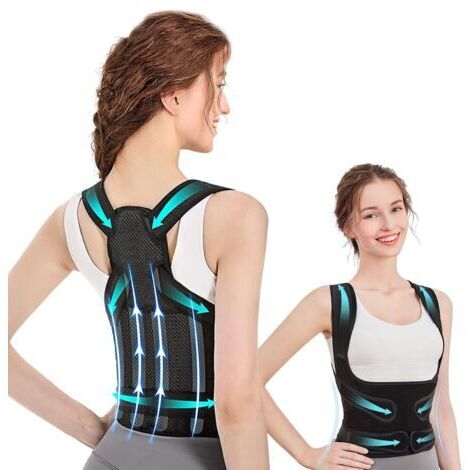 Correcteur de Posture, correcteur de posture pour femmes et hommes, ceinture de soutien dorsal réglable, correcteur de soutien dorsal, pour soulager les maux de dos et la cyphose (Noir, L)