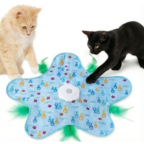 Générique Jouet Tapis Interactif pour Chat Automatique – Cache-Cache & Chasse avec Plume, 3 Modes de Jeu, Rechargeable USB, Résistant, Stimulation & Exercice pour Chaton et Chat Adulte