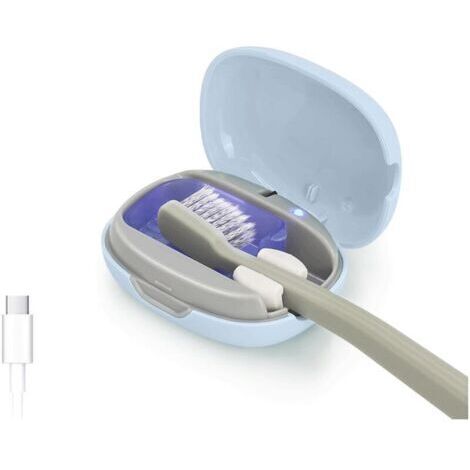 Étui de désinfectant UV pour brosse à dents portable, mini support de brosse à dents rechargeable pour la maison et les voyages Compatible avec toutes les brosses à dents électriques et manuelles (1/5)