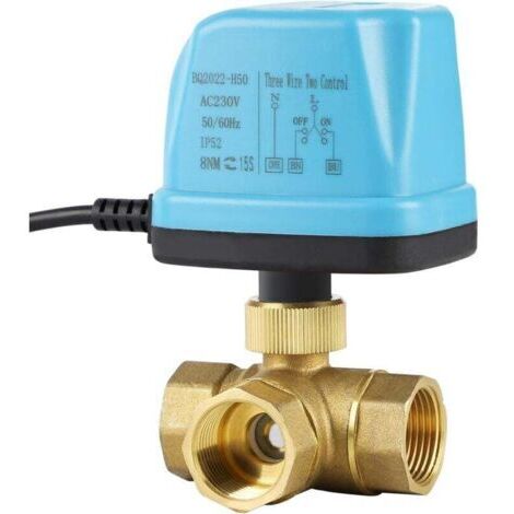 Vanne Motorisee 3 Voies Vanne à Bille MotoriséE Dn20 3/4 Pouces Ac 230v Electrovanne MotoriséE Vanne éLectrique Laiton Vanne De Zone , Bleu
