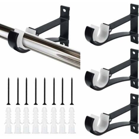 Ccykxa – Pack de 4 supports de tringle à rideau 118 cm – Alliage d'aluminium antirouille – Charge max 30 kg – Vis et tubes d'expansion inclus
