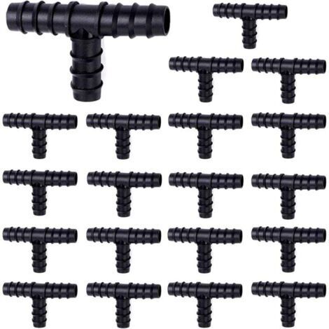 20pcs Connecteurs de Tuyaux pour 16 mm Système d'Irrigation Tee, Tés Raccord d'Irrigation 16mm pour Tubes, Assortiments de Connecteurs de Tuyau Outil D'interface de Tuyau D'irrigation de Jardinage (1/5)