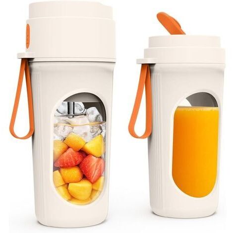 Mixeur Portable Électrique, 450ML Smoothie Mixer avec Tasses, 21000 TR/min Puissant Mixeur Smoothie avec 12 Lames, Mini Blender Smoothie pour Cuisine, Salle de Sport, Bureau (Orange)
